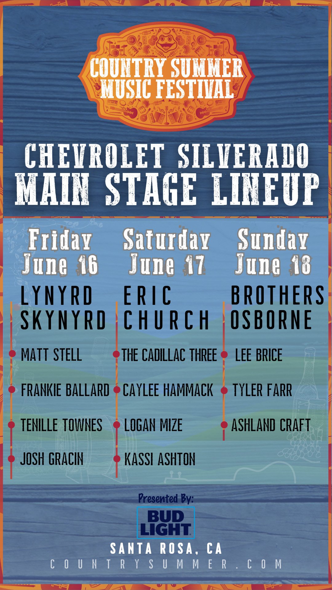 Lineup Country Summer Music Festival